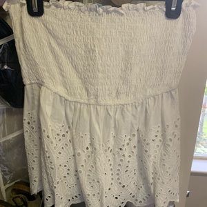 White strapless peplum top